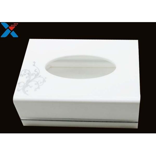 White Custom Acrylic Boxes , Acrylic Tissue Box For Office / Home ROHS Certificate