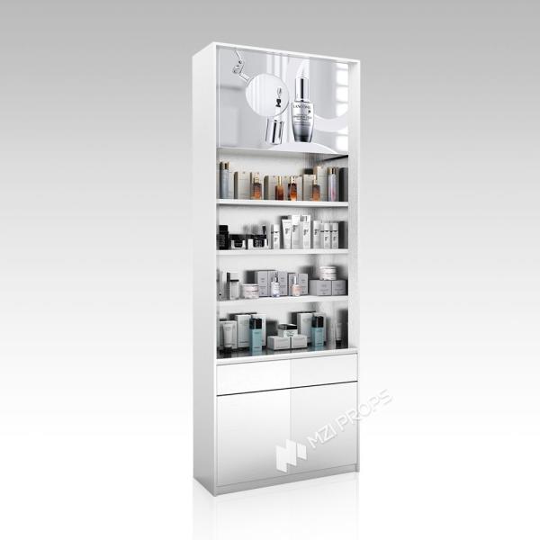 YZoS-U2 Top Lights Skincare Display Cabinet with Wooden Shelves and LED Strips
