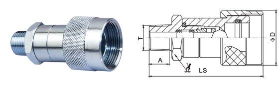 Carbon Steel Threaded Quick Connect , KZE-B NPT Thread High Pressure Quick Couplings