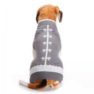 China Bowknot Gray Pet Sweater Big Dog Pet Clothes Autumn And Winter Dog Teddy  Clothes on sale