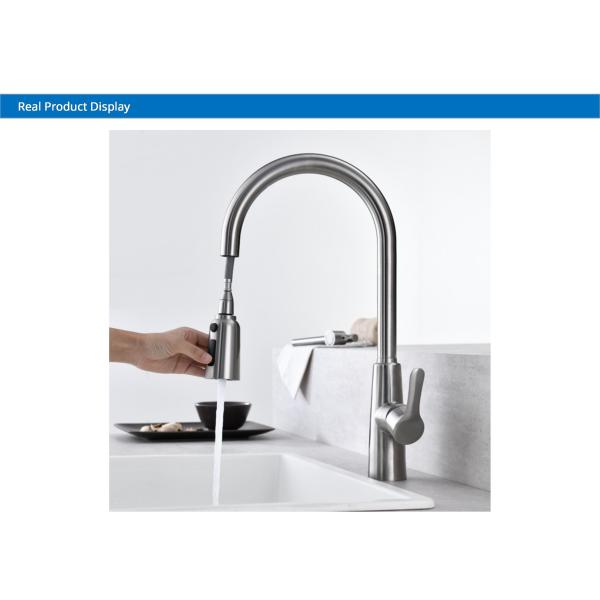 HOMEKA Deck Mounted Kitchen Basin Taps Gooseneck Spout Hands Free 5.24L/Min