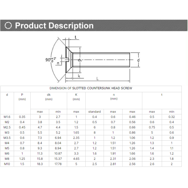Customized All Sizes GB68 M8 Stainless Steel Slotted Flat Countersunk Head Machine Screw 75mm Perfect for Your Industry