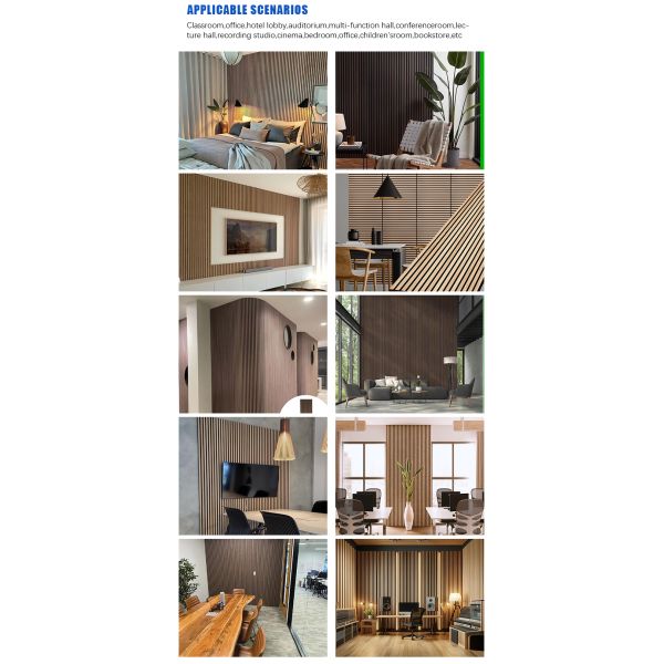 Wood Slat Acoustic Panel PET Backed Veneer Slats Commercial Interior Cladding