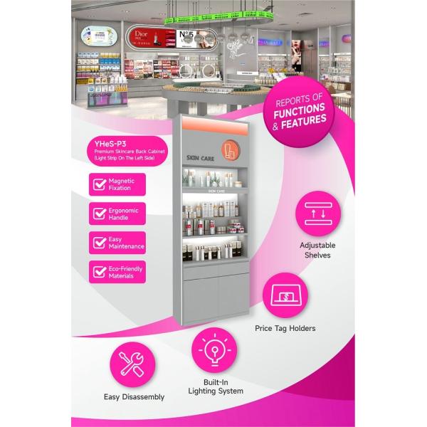 YHeS-P3 Easy Disassembly Skincare Display Cabinet with 60mm Soft Film Light Box
