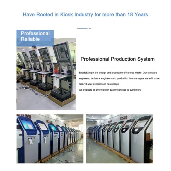 MJK Electronic Indoor Queue Management System Touch Kiosk with Ticket Dispenser for Bank Equipment