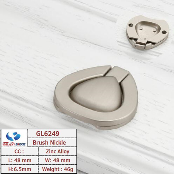 Brush Brass Hidden Drawer Pulls Kitchen Cabinet Knobs / Closet Square ring Pulls Furniture Fittings