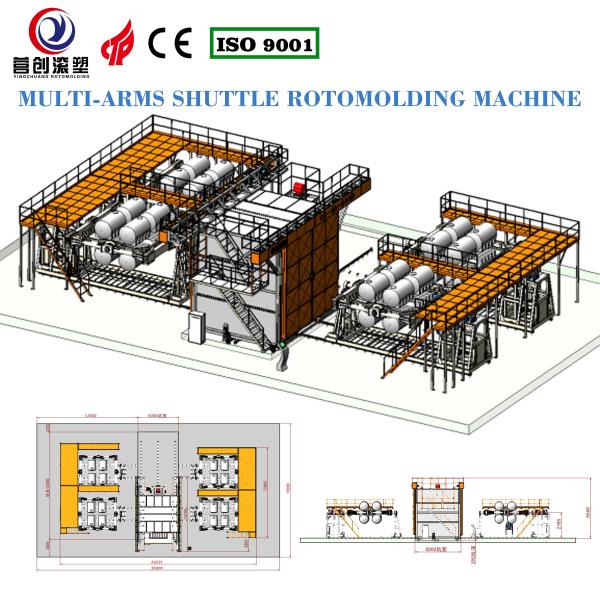 Custom Multi-Arm Shuttle Rotomolding Machine 200-400C