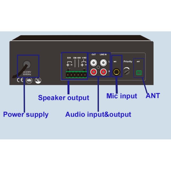 120W Mixing Amplifier with Bluetooth MP3 FM 1.5U Desktop Digital Amplifier OEM ODM
