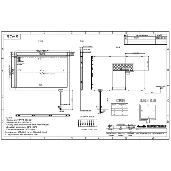 7-inch TFT display screen with Resistive Touch Panel and 800*480 Resolution