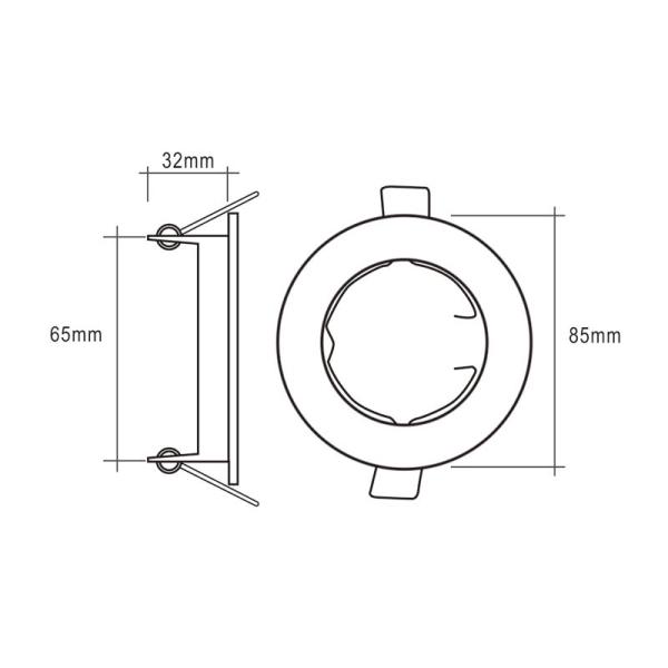 50W Dia 85mm Gu5.3 Recessed Lighting Trim Fitting