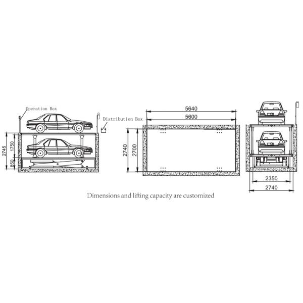 4 - 6 M/MIN LIFTING HEIGHT 1750MM CAR LIFT SYSTEMS HYDRAULIC UNDERGROUND SCISSOR PARKING SYSTEM