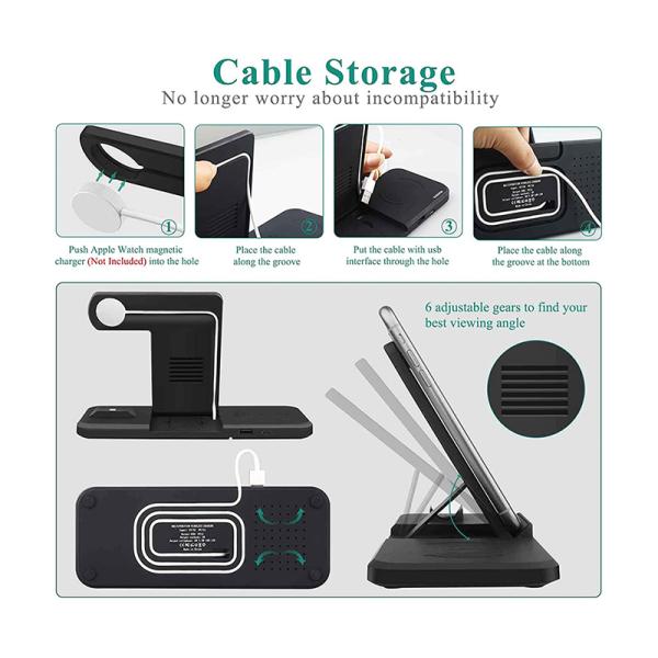 RoHs FCC 4 In 1 Fast Battery Bank Wireless Charging With Qc 3.0 Adapter