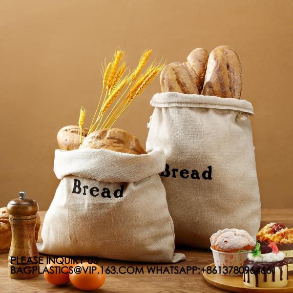 Burlap Linen Bread Bag Cloth Bread Bags, Linen Bread Bags Large Reusable Bread Bags For Homemade Bread Sourdough
