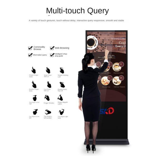 55 Inch Vertical Advertising Machine for Shopping Malls Supermarkets Touch Screen LCD Player 3.91mm IP65 Android 11 SDK Support