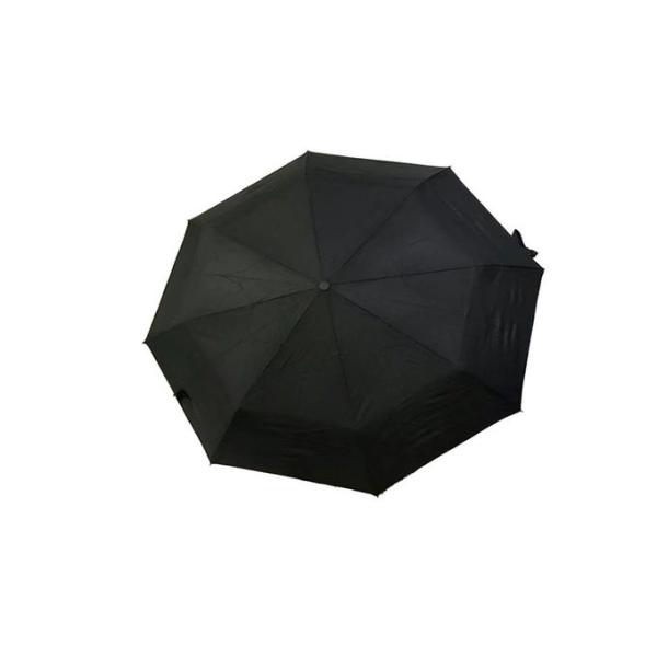 Black Strong Foldable Travel Umbrella Double Layer For Windy Weather