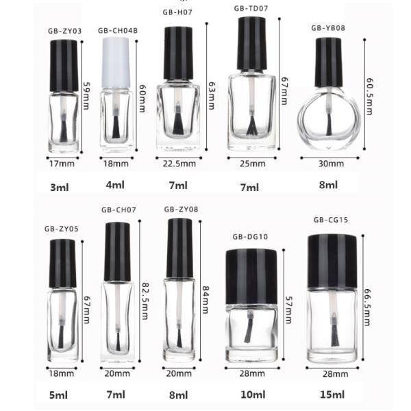 Glass 15ml Empty Nail Polish Bottles H2.6in