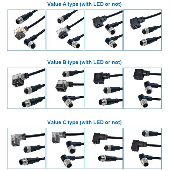 M12 Male / Female Aviation Socket 3/4/5/6/8/12/17-Core Pinhole Connector With Molded Rubber Core