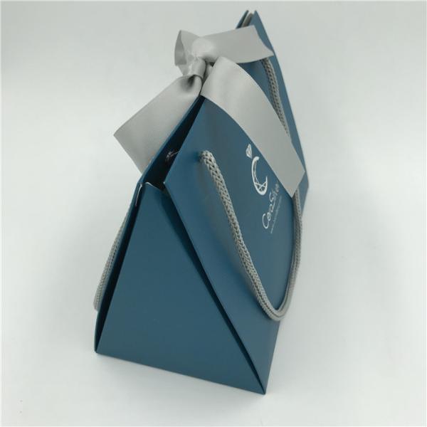 .Custom Print Shopping Gift Foldable Paper Bags Dark Blue With Your Own Logo