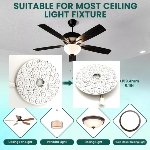 High Lumen 230V 15W 110MM 36V 3CCT Spare Part Ceiling Fan PCB Board Driver Less LED Modules Dimming And Color Adjustment
