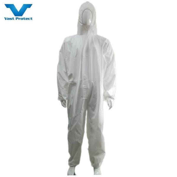 CE Type 5/6 Cat3 Durable Hooded Coverall made of Microporous Anti-Splash Fabric