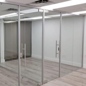 Buy cheap Floor Spring Pivot Door Frameless Glass Partitions With Ultra Clear Insulated Glass product
