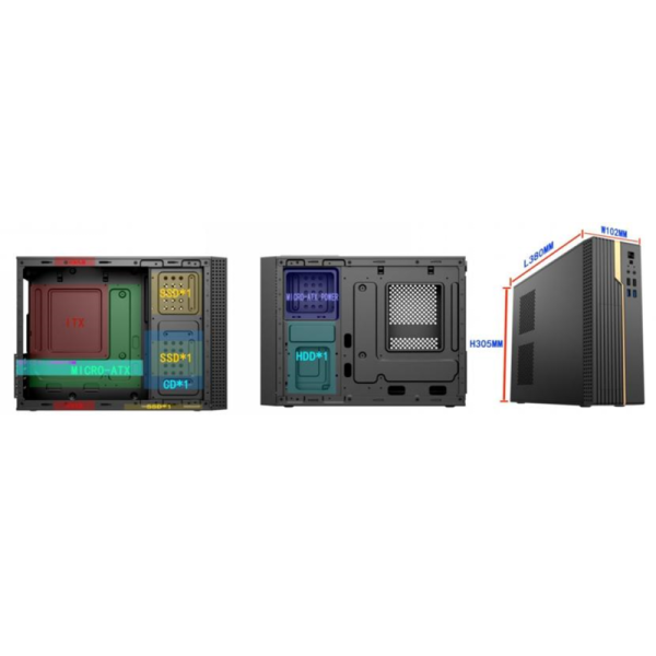 Micro-ATX/ITX Compact Case Dual 8cm Fans Supports 245mm GPU