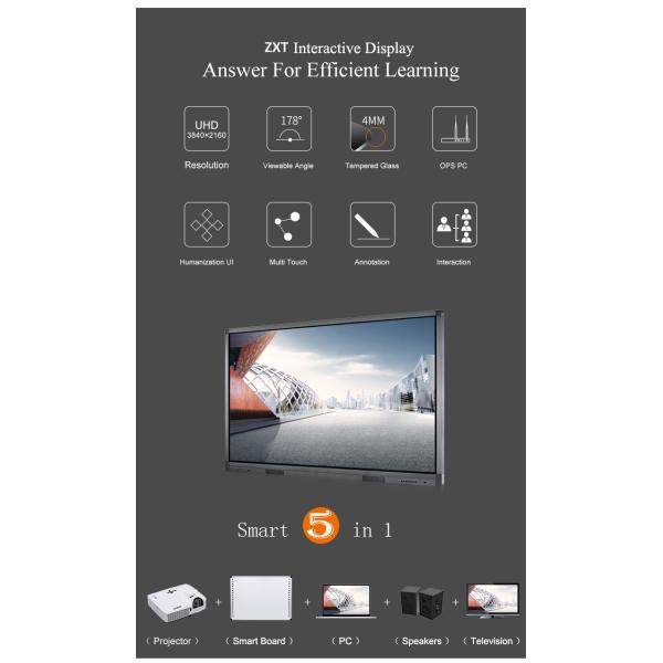 Infrared 10 Point Large Touch Screen Monitor , Smart Board Touch Screen Lcd Display 86 Inch