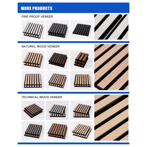 Wood Slat Acoustic Panel PET Backed Veneer Slats Commercial Interior Cladding