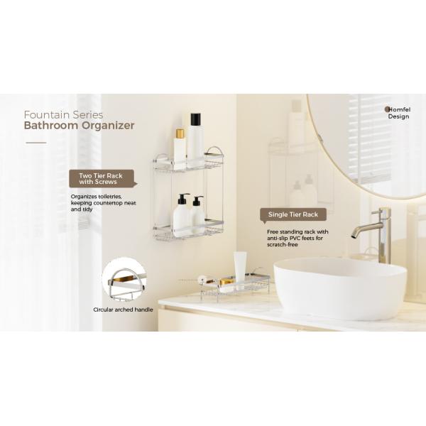 2 tiers Easy Install Wall-Mounted Shower Caddy stainless steel Organizer Rack for Bathroom