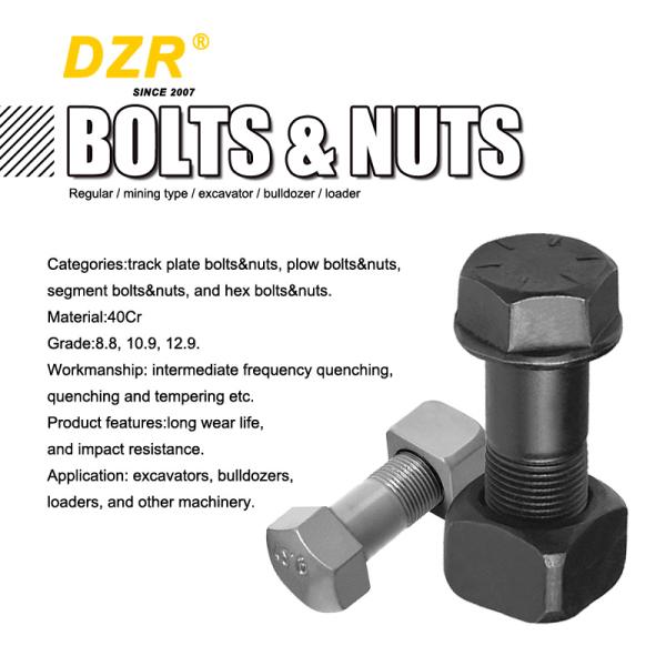 40Cr 12.9 Grade Excavator and Bulldozer Track Shoe Bolt Nut with Smooth Finish