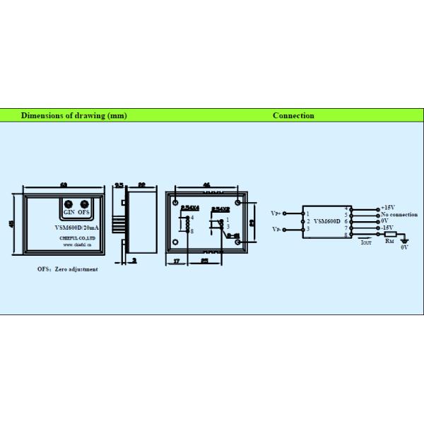 Small Size Hall Effect Voltage Transducer Fast Response Time VSM050D