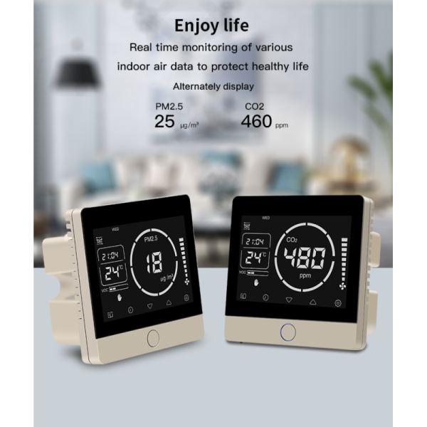 Smart Fresh Air Controller With Real Time CO2 PM2.5 Monitoring Automatic Ventilation Control