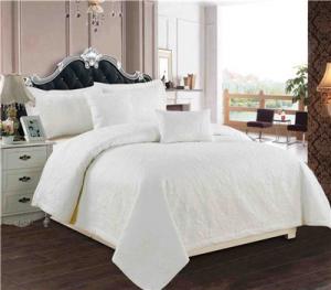 China White Quilts 5pcs Microfiber Bedding Set Quilt Pillowshams Pillow on sale