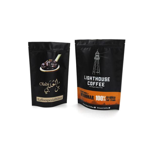 250g 500g 1kg Coffee Foil Pouch Packaging Matte Finish Smell Proof Coffee Bag With Valve