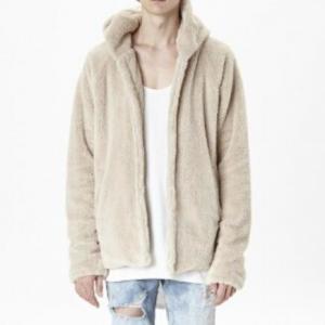 Buy cheap Grey Colo Mens Sherpa Lined Coat , Oversized Sherpa Hoodie Side Slit Cardigan product