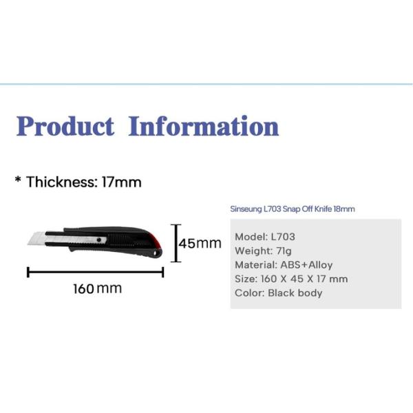 Black Snap Off Knife Blades 9mm 18mm Utility Knives Auto-Lock Anti-Slip Design
