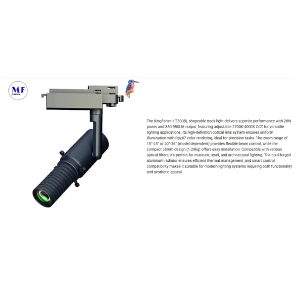 High-Definition 15° ~36° /55° Zoomable Smart Control LED Contour Spotlight Shapeable Track Light Gobo Projector for Museum Art Gallery Commercial