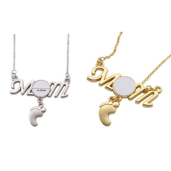 Mothers Day Gift Mom Necklace Sublimation Footprint Necklace Personalised Necklace For Mum And Baby