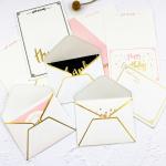 Waterproof Wrapping Paper Envelope Rose Gold Edge For Wedding Invitation