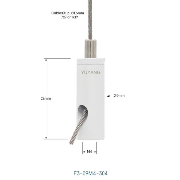 M4 White Coated Side Exit Gripper 9mm Diameter 1.2mm Applicable For Hanging Track