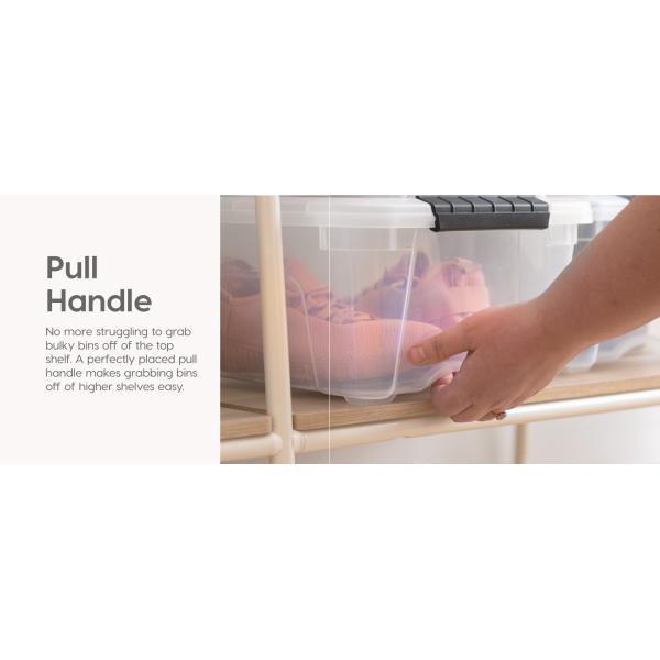 53 Quart Stackable Plastic Storage Bins With Lids And Latching Buckles, 6 Pack - Clear, Containers With Lids