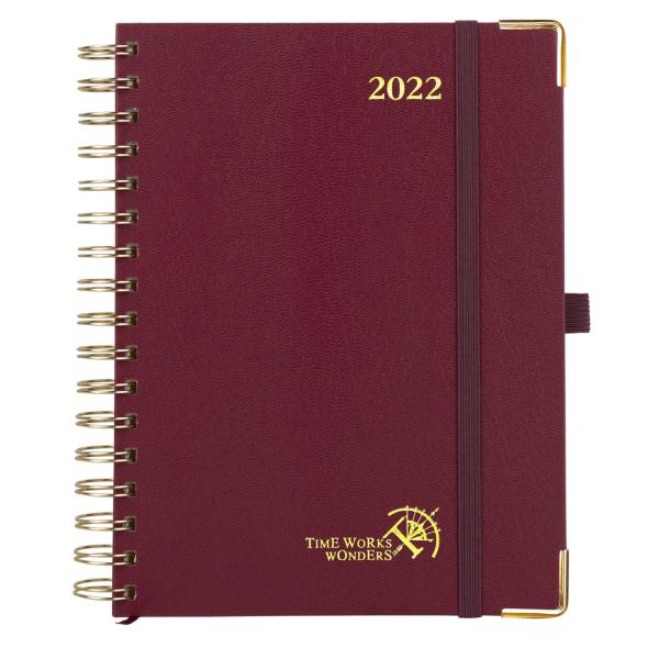 2023 Hardcover Spiral Weekly Planner 8.75'' X 6.63'' In Bordeaux