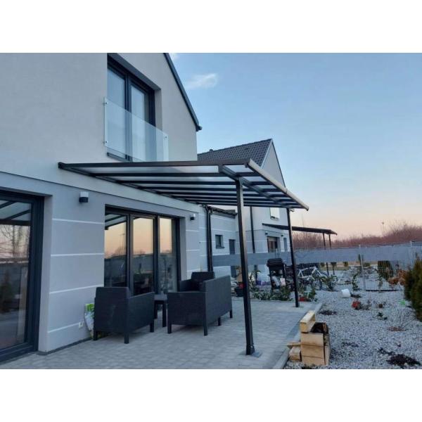 18m2 Sun Shelter Garden Wall Mounted DIY Patio Cover Aluminum Sunshade Outdoor Gazebo Patio Cover Canopy Awnings Black