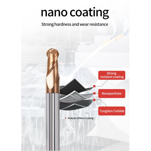 2F 50mm Metal Milling Cutter Colorful High Hardness Ball End Milling Cutter