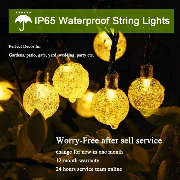Monocrystalline Silicon 800mAh Solar String Lights IP65 Waterproof 60 LED