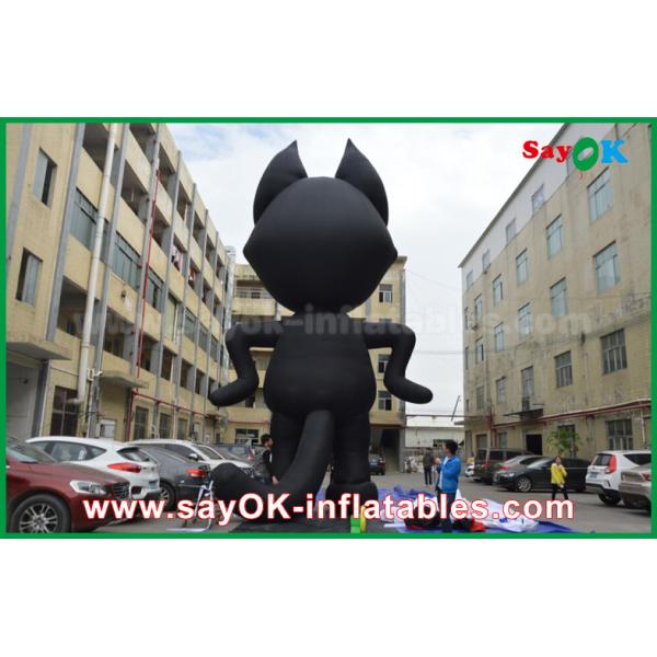 6mH Oxford Cloth Black Inflatable Cartoon Characters , Inflatable Cat