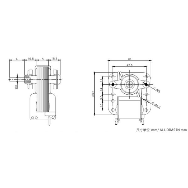 Rust Proof 100W Shaded Pole C Frame Motor YJ61-16 120V 60HZ Fan Motor