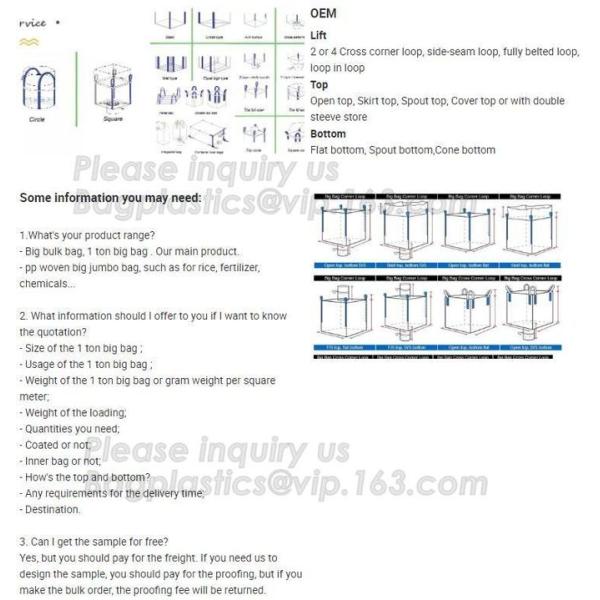 Cement Ton FIBC Jumbo Bags Reinforce , Biodegradable Plastic Shopping Bags