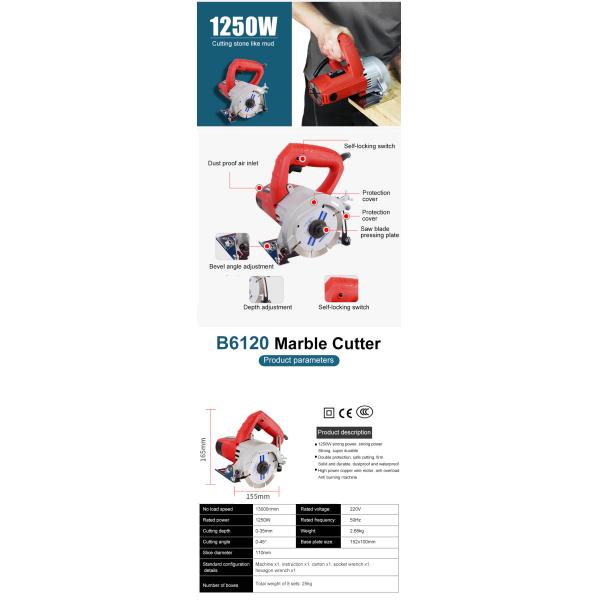 Factory direct AB6120T multifunctional marble machine ceramic tile cutting machine stone slotting machine power tools