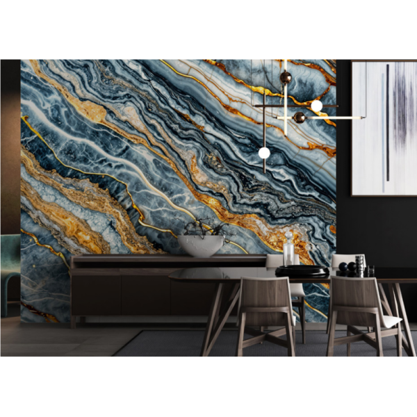 Interior 3D PVC Marble Sheet UV Printed HD Stone Look Wall Panel for Hotel Office
